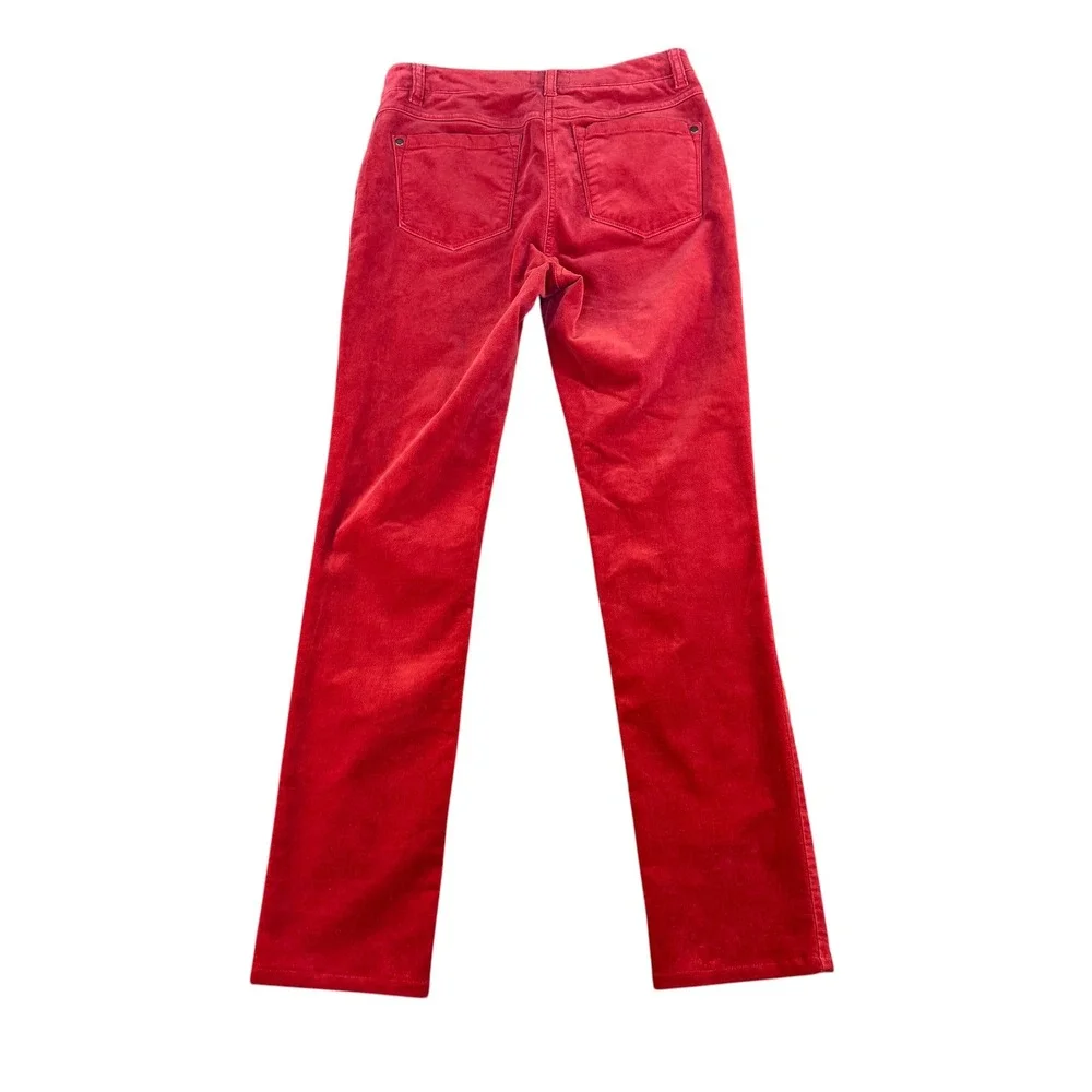 Pure Collection Red Corduroy Pants Straight Leg Womens Size 2R UK 8R EU 34R
